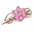Buankoxy Crystal Rhinestone Hair Clip Hairpin Head Wear Flower Shaped - For Hair Clip Beauty Tools (Pink)