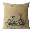 Buankoxy Cotton Linen Square Throw Pillow Case Decorative Cushion Cover Pillowcase 18 "X18 " Bicycle City